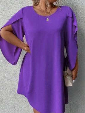 Rumia Purple Dress sheer sleeves Sz 2X Women